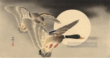  luna - gansos en vuelo antes de la luna llena Ohara Koson Shin hanga